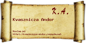 Kvasznicza Andor névjegykártya